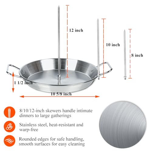 Vertical Skewer Pan Stainless Steel Gyro Spit Shawarma Stand for oven - size: 10.5 " Base Pan& 3 Skewers With Brush