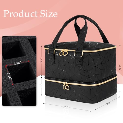 Uross Nail Polish Organizer Bag Holds 54 Bottles Nail Polish & Nail Lamp, Gel Nail Polish Organizers and Storage box for Nail Tech, Nail Kit Supplies Organizer Case-Black - color: Black, size: Large - 11 x 9.5 x 9.5 inch (54 bottles)