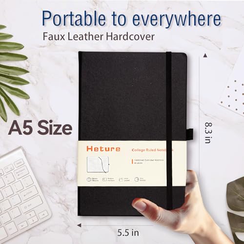 Heture Hardcover Notebooks, A5 Lined Journals Notebook for Writing 160 Pages, 8.2 x 5.5 inch, Classic Ruled Notebooks for College/Work/Travel (Black, 8 Pack) - color: Black, size: 8 Pack