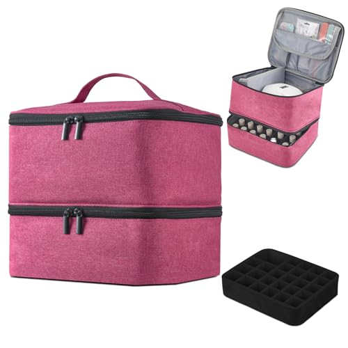 Buruis 2-Tier Nail Polish Bag, Nail Supplies Organizer, Pink - color: Pink