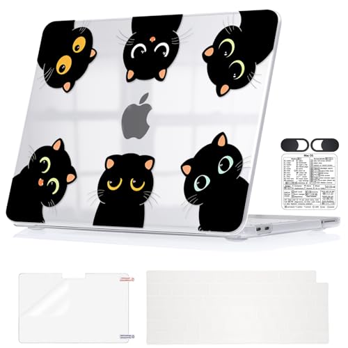 Cute Black Cat Clear Case for 2026 MacBook Neo 13 inch A18 Pro A3404 - color: Funny Cat