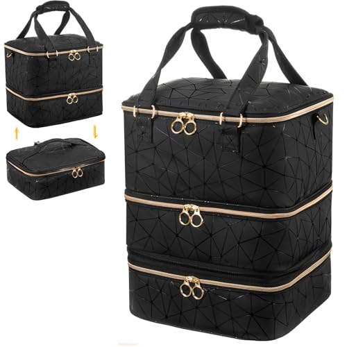 Uross Nail Polish Organizer Bag Holds 84 Bottles Nail Polish & Nail Lamp, Gel Nail Polish Organizers and Storage box for Nail Tech, Nail Kit Supplies Organizer Case-Black - color: Black, size: X Large - 11 x 9.5 x 13 inch (84 bottles)