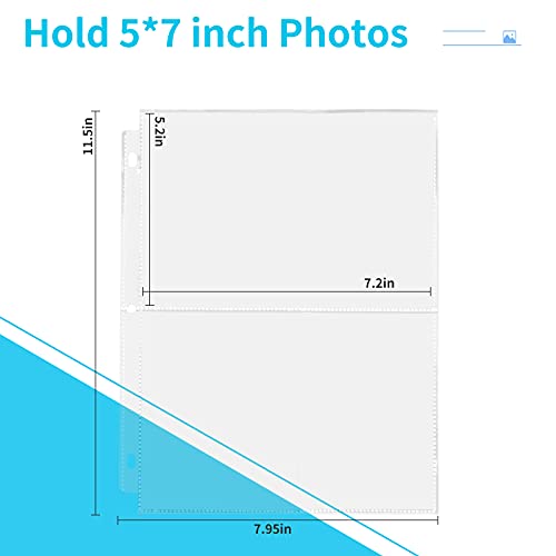 Fabmaker 30 Pack 5x7 Photo Sleeves for 3 Ring Binder, Hold 120 Photos - size: 5x7 inch 2 pocket