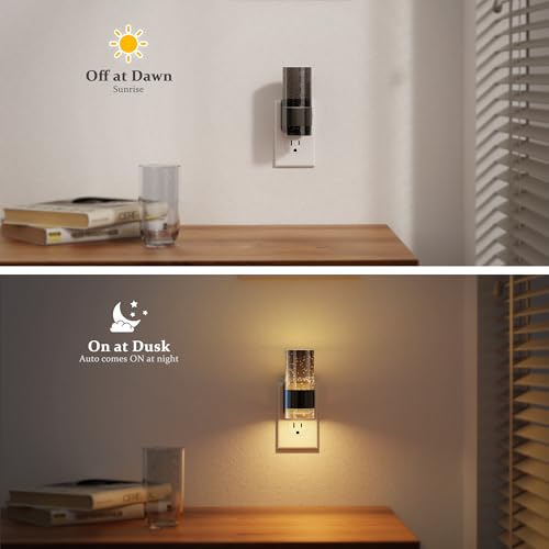 JandCase Night Lights Plug into Wall, 2 Pack Automatic LED Night Light - color: Black Ring-3000K, size: 2 Pack