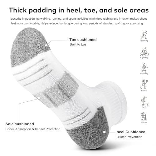 cuangya Women Athletic Ankle Cushioned Running Socks 6-Pairs - color: 5 Pairs White Socks, size: 5-8