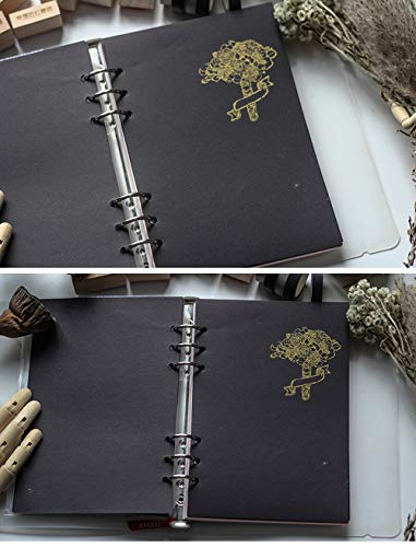 Harphia A7 Planner Refill Pocket 6 Ring Binder Blank Paper Black, Agenda Refill 40 Sheets 100gsm Black Plain Paper 3.23 x 4.92 inches - color: Black Blank, size: A7