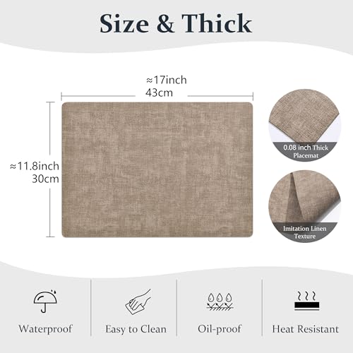 FROMHEART Faux Leather PU Placemats Set of 4 (Light Coffee,11.8" x 17") - color: Light Coffee, size: Set of 4