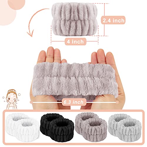 8 Pcs Microfiber Spa Wristbands with Absorbent Towels - Prevent Water from Spilling Down Your Arms for Women - color: Grey, White, Brown,Black
