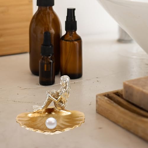 SHERCHPRY Mermaid Tray Mermaid Jewelry Plate Dessert Plate Necklace Display Holder Jewelry Display Plate Shell Trinket Dish Soap Dish Necklace Display Stand Jewelry Dish Ring Container