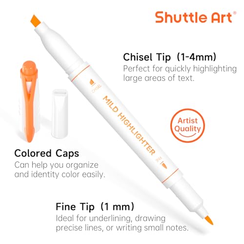 Shuttle Art 30 Colors Highlighters, Pastel Highlighter Pens Assorted Colors, Dual Tip Mild Color Markers, Perfect for Adults Teachers Students Underlining, Highlighting for Home School Office - color: 30 Colors