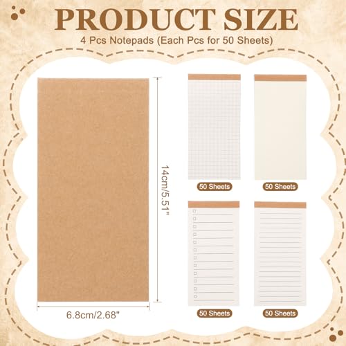 PATIKIL Portable Field Notes, 4 Pcs Small Notepads 50 Sheets Pocket Notebooks Memo Books to Do List Organizer Planner Daily for Work Office Journey - style: Lined/Blank/Planner/Grid
