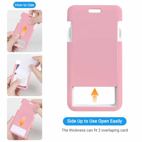 PinkBadge Holder with Retractable Badge Reel Carabiner Clip Card Case for Women Nurse Teacher Student - color: Pink