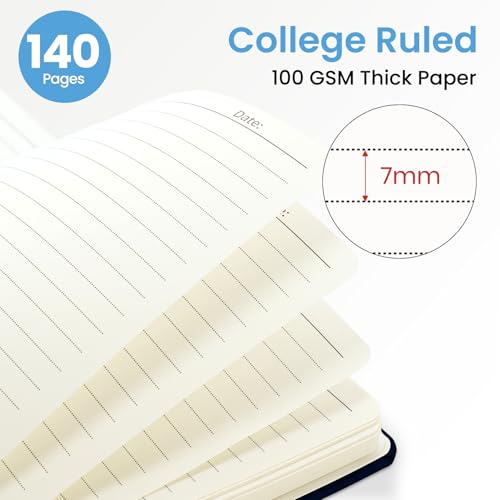 ZOTIA Lined Spiral Journal for Women, A5 Pretty Hardcover Notebook for Work, School & Office Writing, Aesthetic Writing Journal College Ruled, 140 Pages, 5.8" x 8.3", Midnight Bells - color: D-Midnight Bells