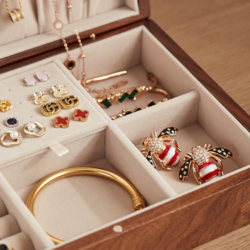 Black Walnut Solid Wood Jewelry Box for Women with Necklace Hook - style: 1 Layer A