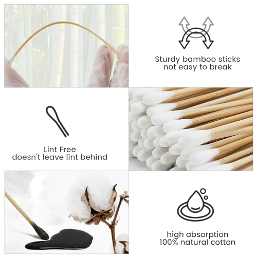 1000Pcs Long Wooden Cotton Swabs Lint Free Tipped Applicators - color: White