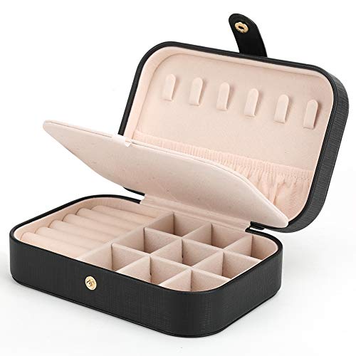 Small Jewelry Box Storage Organizer Jewelry case Travel Jewelry Organizer - color: Black
