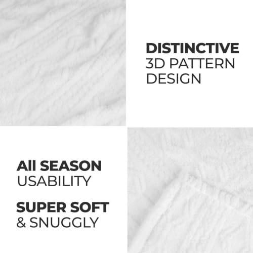 SUPERIOR Fleece Boho Jacquard Blanket, Decorative Blankets for Bedroom, Sofa, Fuzzy, Plush, Fluffy, Soft, Cute Room Decor, Beautiful Cover, Comfort Essentials, Arctic Collection, King, White - color: White, size: King
