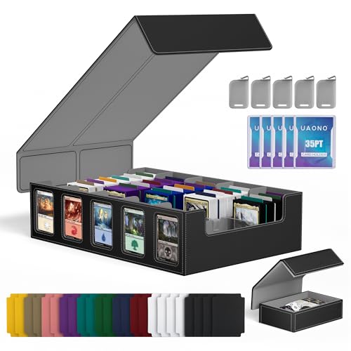 UAONO 5-Row 3900+ Trading Card Storage Box with Commander Display - color: Black&Gray, size: 5-row