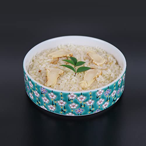 Traditional Japanese Bento Box, 3-tiered, Kutani Ware SK453 (Plum white flower design) - color: Plum white flower design