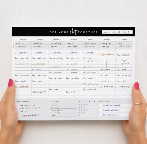 Get Your Stuff Together Weekly Work Planner - 8.5 x 11 Inch Undated Daily Planner with 52 Tear-Off Pages, Weekly To Do List Notepad for Effective Task Management, US Owned Busines - size: 8.5" x 11", style: Get Your S**T Together