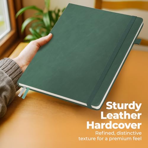 Classic Lined Journal Notebook 8.5x11" A4 Hardcover Leather - Green Journal - color: Green, size: A4 200 Pages