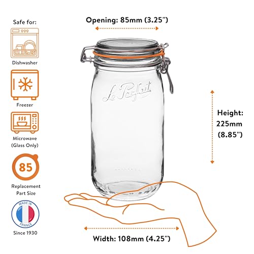 Le Parfait Super Jar 1.5L (48oz) Glass Canning Jar, Wire Bail Lid, 1 Pack - color: 48oz (Single)