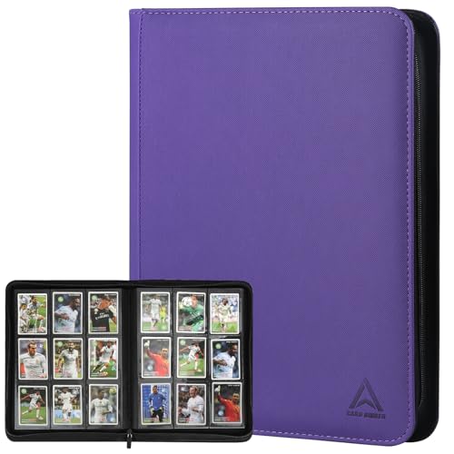 9 Pocket Card Binder - 540 Capacity with Zip Closure Premium, Double-Sided,Sturdy & Sleek PU Leather Protector for MTG, TCG, Sport & Collectible Cards (Purple) - color: Purple