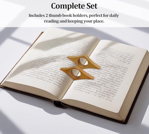Thumb Book Page Holder, 2pcs Handmade Natural Beech Thumb Bookmark, Book Opener Holder, Wood Page Clips, Smooth Finish Wood Reading Accessory, Perfect for Readers, Book Lovers, Bookworm (Beechwood) - color: Beech Wood