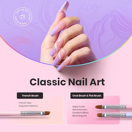 Beetles Nail Art Brushes, 6pcs Nail Art Tool Set - color: C-Multicolor-6