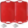 KAQAHIDO Large Melamine Serving Trays for Eating, Set of 2, Red - color: Red