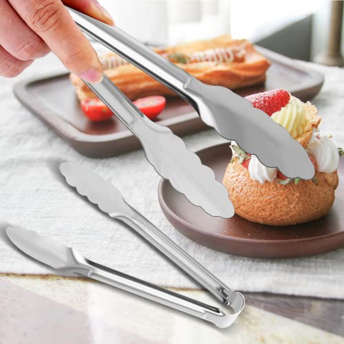 8 Pack Serving Tongs XEVOM Kitchen Tongs,Buffet Tongs, Stainless Steel Food Tong Serving Tong,small tongs (9inch) - size: 9inch