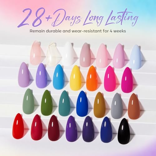 modelones Gel Nail Polish Set Glitter Nude 32PCS 28Colors Red Green Purple - color: A1-Color Story