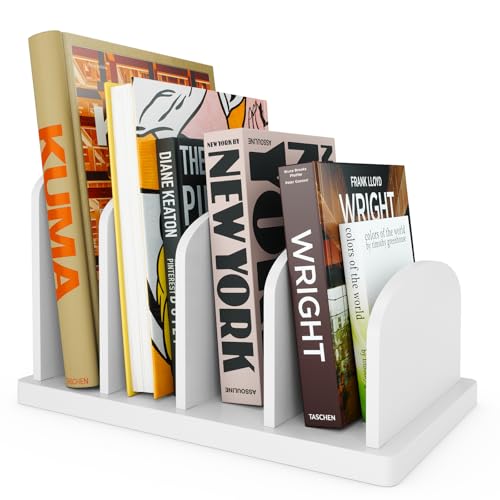 Cook Book Organizer, 4 Sections, Recipe Book Holder Rack, Tabletop Stand for Convenient Cookbook Storage, Vertical Cook Book Stand Kitchen, Binder Holder for Desk & Countertop (White) - color: White, size: 4 Sections