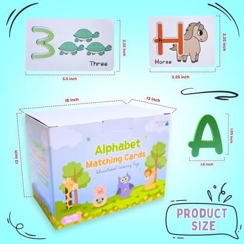 Alphabet Flash Cards for Kids Ages 3-8 – Number and Letter Flash Cards – Montessori Alphabet Puzzle & Matching Game – Letter Recognition for Kindergarten & Preschool Learning
