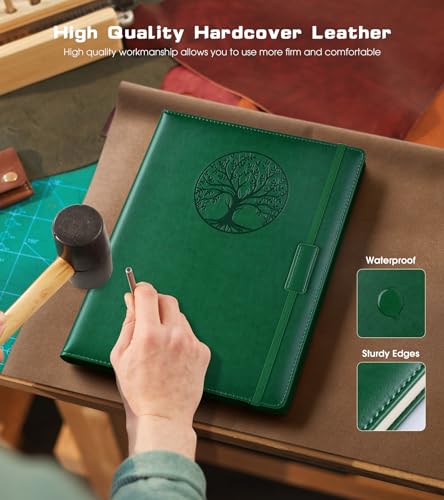 Biuwory B5 Leather Journal Notebook, 256 Lined Pages, Hardcover 7.8"×10.2" - color: Green, size: Lined-256 Pages (7.8"×10.2")