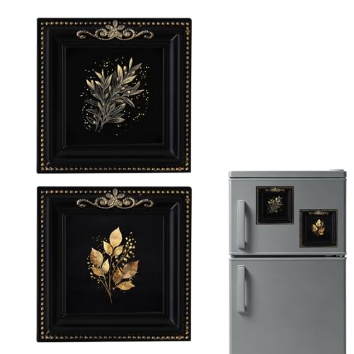 Vintage Mini Magnetic Picture Frames for Refrigerator, Gold Photo Magnets - color: Black E