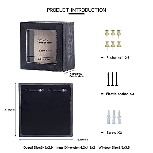 Freezing point Shadow Box Frame 5x5 Shadow Box Display Case Cabinet Picture Frame with Linen Back Memorabilia Awards Medals Bouquet Photos Badge Pin Paw Print Memory Box For Keepsakes Black Small Mini - color: Black, size: 5×5