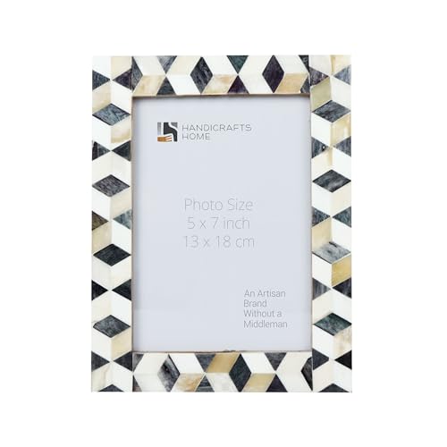 Handicrafts Home Handmade Bone Inlay Modern Grey & White Picture Frame,6x4 - color: ARTIC-MOSS- Grey White, size: 5X7