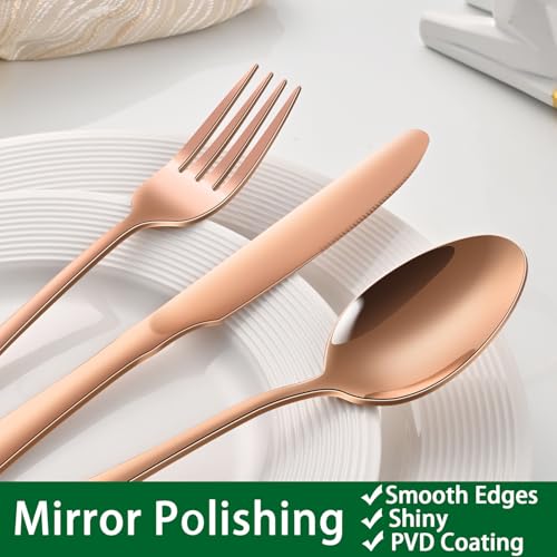 Rose Gold Tea Spoon Set Of 8, 6.7 Inch Stainless Steel Dessert Spoons, Copper Coffee Spoons Set, Metal Silverware Small Spoons For Kitchen - color: Rose Gold