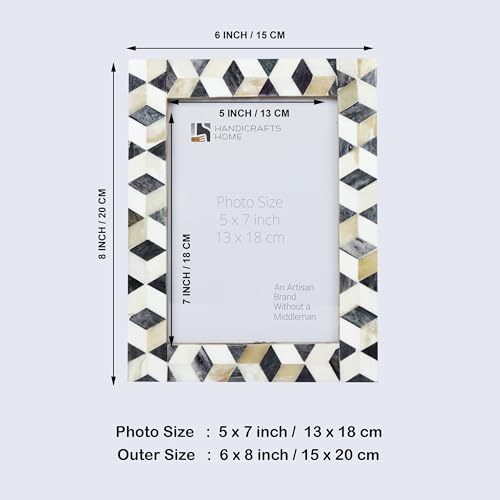 Handicrafts Home Handmade Bone Inlay Modern Grey & White Picture Frame,6x4 - color: ARTIC-MOSS- Grey White, size: 5X7