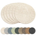 13" Round Placemats Set of 6, Reversible Faux Leather Wipeable Table Mats - color: Beige