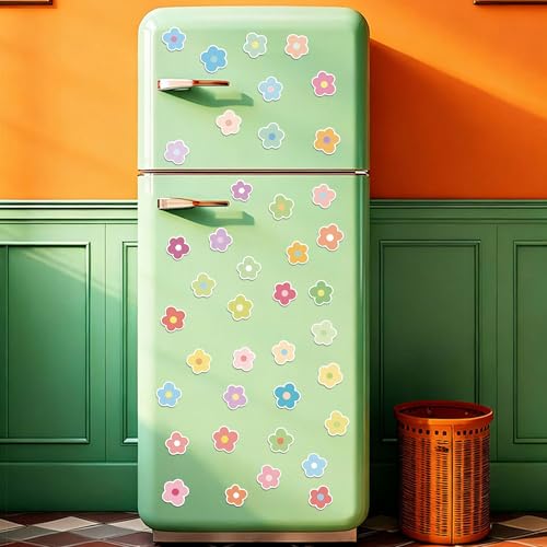 56 Pcs Cute Flower Stickers, Colorful Macaron Floral Vinyl Decals, Waterproof Aesthetic Flower Stickers for Adults Women Girls Water Bottle Laptop Scrapbook Phone Decor Party Supplies Gifts - color: Floral