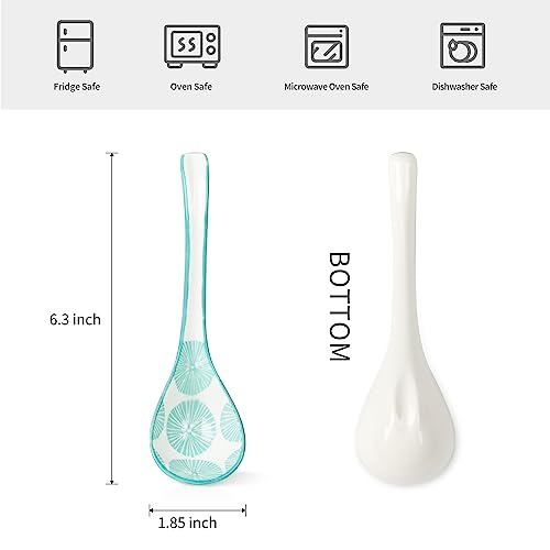 Selamica 6.3 Inch Chinese Soup Spoons, Set of 6, Assorted Colors - size: 6.3 Inch, style: Assorted Colors