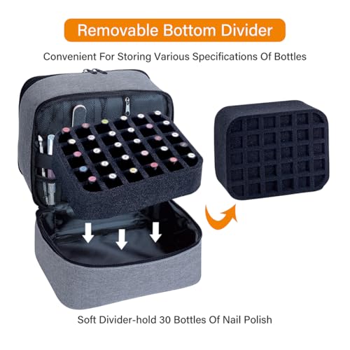 Nail Polish Organizer Holds 30 Bottles (15 ml/0.5 floz),Gray - color: Gray
