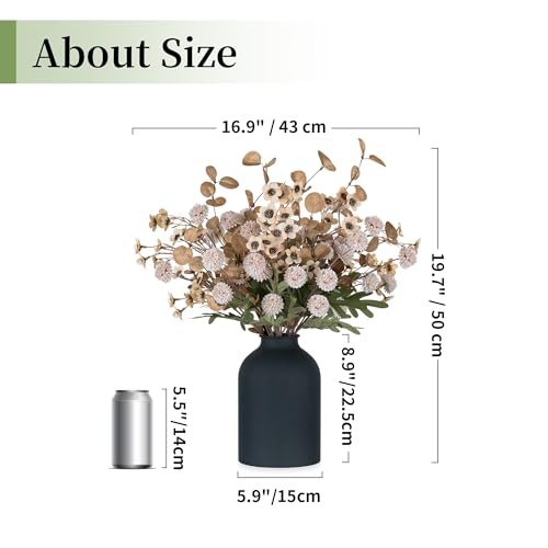 BLOSMON Beige Faux Flowers in Vase for Dining Table Centerpiece Decor - color: Beige Wax + Kiku