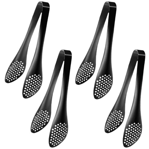 4 PCS Serving Tongs Black Tongs 9 Inch Serving Utensils Stainless Steel Serving Tongs for Salad Buffet Appetizer Dessert Tong for Food Parties, IAX-4B1-68 - color: Black, size: 9 Inch