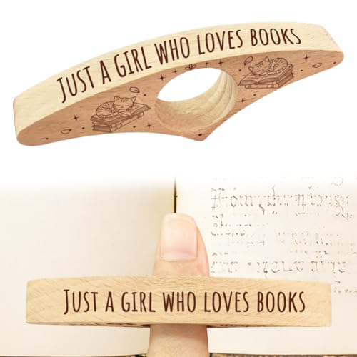 Book Page Holder, Handmade Beech Wooden Thumb Book Holder for Reading, Ideal Reader Gifts & Reading Accessories Gifts for Women Reading Lovers - color: Cat