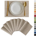 Demetex Linen Textured Placemats Set of 8 Farmhouse Table Place Mats Wipeable Heat Resistant Placemat for Dining Room Kitchen Restaurant, 13x19 inch, Burlap - color: Burlap, size: Placemats set of 8