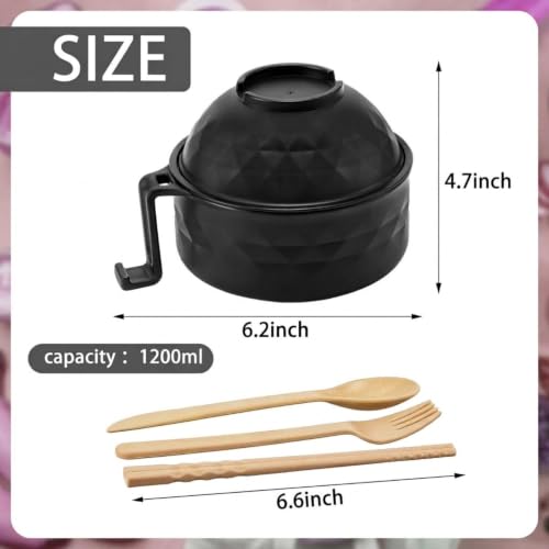 2 Sets 40 oz Microwave Ramen Bowl with Handles, Gray,Black - color: Gray,Black