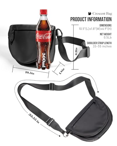 Crescent Bag for Women,Medium Nylon Crescent Bag Single Shoulder Bag - color: Black Grey